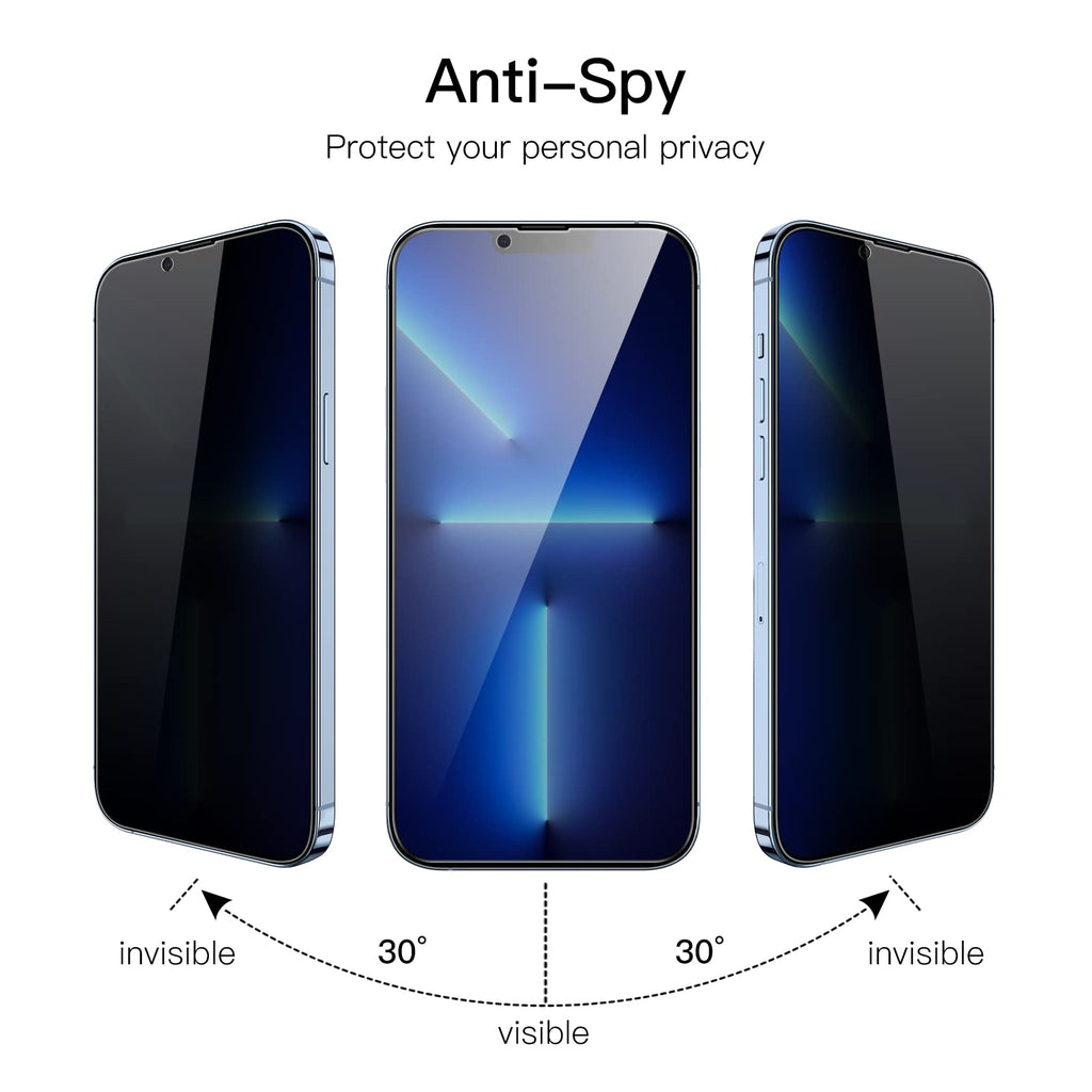 iPhone 17, 17 Pro, 17 Pro Max, 16, 16 Pro, 16 Pro Max, 15 , 15 Plus, 15 Pro, 15 Pro Max, 14 Series , 13 Series ,12 Series , 11 Series Privacy Screen Protector – 9H Anti Spy Tempered Glass [Pack of 3]