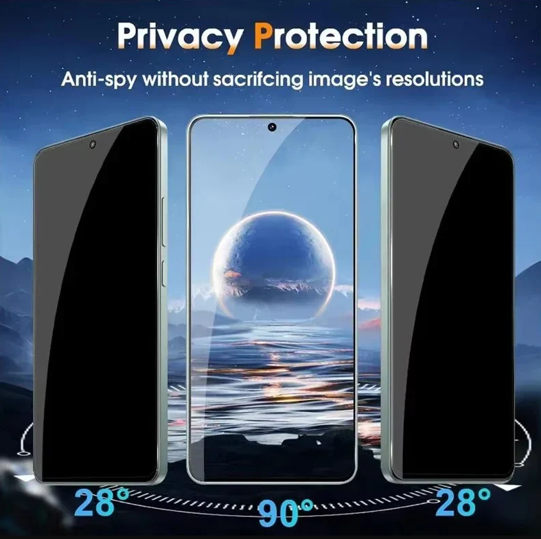 Redmi 12 Privacy Tempered Glass Screen Protector (Pack of 2) | Anti Spy | 9H HD Protection | Bubble Free | PrimeParts